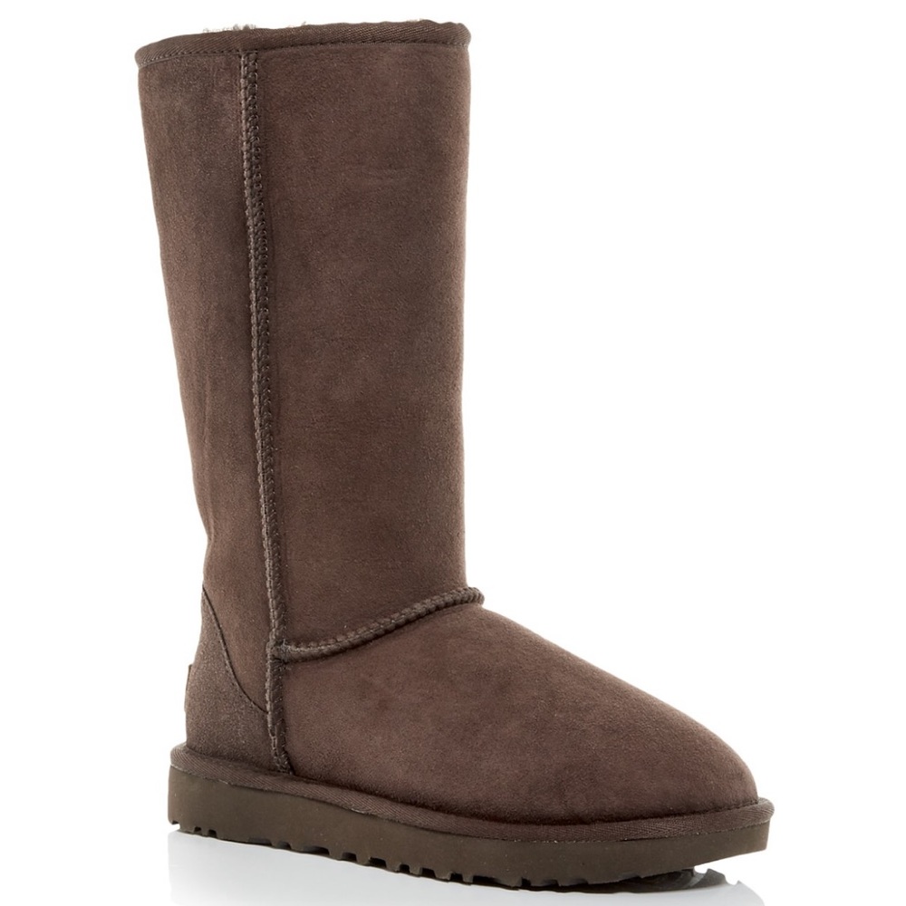 Ugg Classic II Tall Shearling Boots in chocolate.